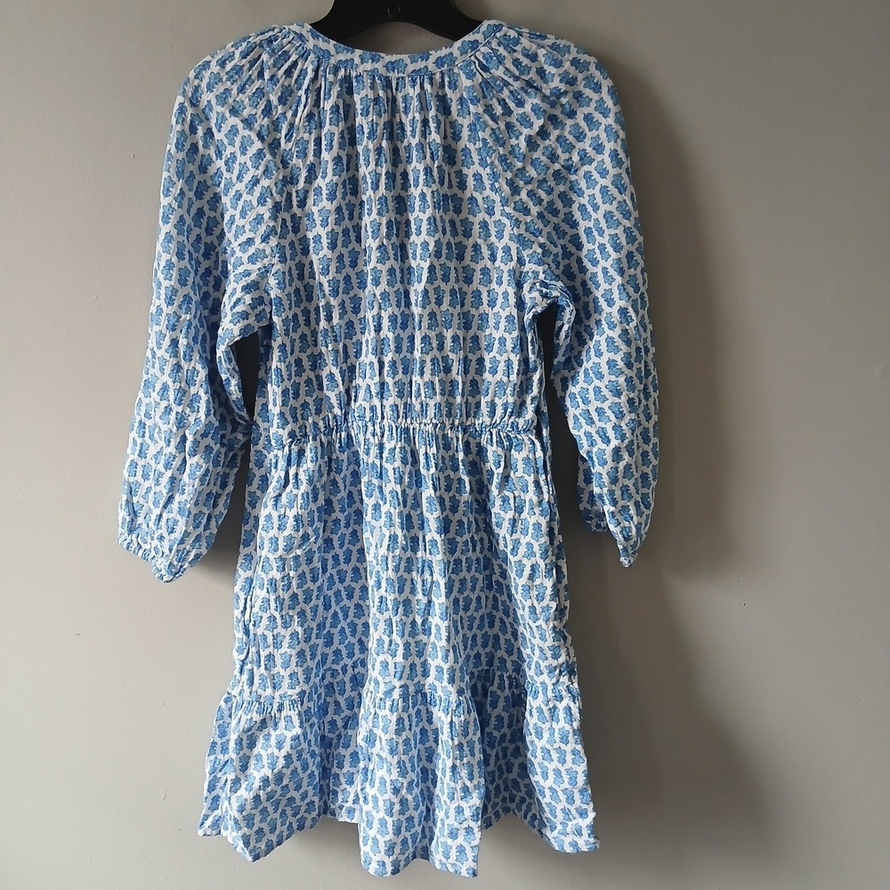 Vineyard Vines Women's Size XS Seastitch Block Print Dress Ruffle Hem 3/4 Sleeve - Picture 13 of 16